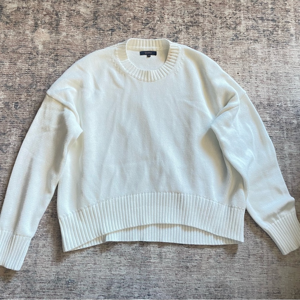 Quince Classic Cream boyfriend Crew Neck Sweater